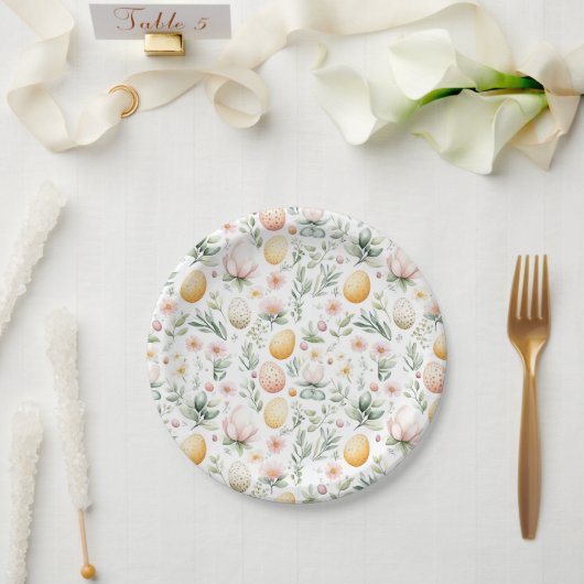 Oster-Eier Aquarell Frühlingsblumen Pappteller (Hochzeit)