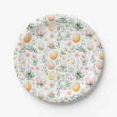 Oster-Eier Aquarell Frühlingsblumen Pappteller (Vorderseite)