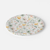 Oster-Eier Aquarell Frühlingsblumen Pappteller (Schrägansicht)