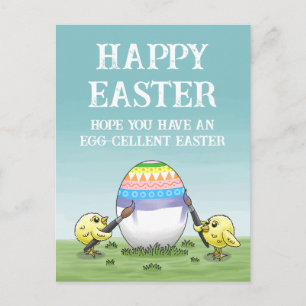 Oster-Eier bemalende Hühner Feiertagspostkarte