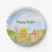 Oster-Eier-Brunch-Küken-Osterhase-Party Pappteller (Vorderseite)