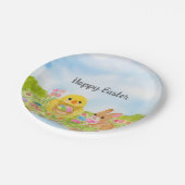 Oster-Eier-Brunch-Küken-Osterhase-Party Pappteller (Schrägansicht)
