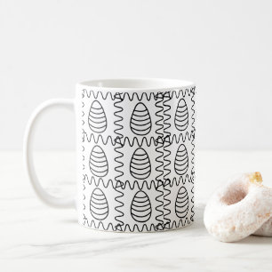 Oster-Eier Chevron Schwarz und Weiß Frohe Ostern Kaffeetasse