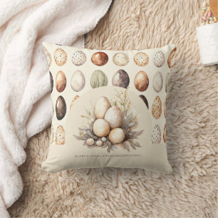 Oster-Eier-Design in creme- und braunfarbenen Past Kissen