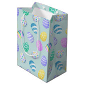 Oster-Eier Farbige Muster Mittlere Geschenktüte (Rückseite Schrägansicht)