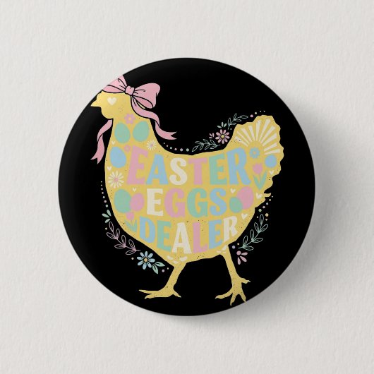 Oster-Eier-Händler Loral Huhn Henne Kokette Schlei Button (Vorderseite)