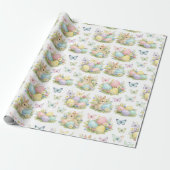 Oster-Eier & Hasen Blumen & Schmetterlinge Geschenkpapier (Ungerollt)