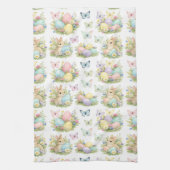Oster-Eier & Hasen Blumen & Schmetterlinge Geschirrtuch (Vertikal)