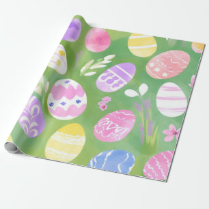 Oster-Eier   Hübsche Pastell-Wasserfarbe-Eiersuche Geschenkpapier