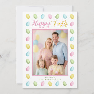 Oster-Eier im Pastell-Wasserfarben-Stil mit Famili Karte