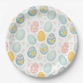 Oster-Eier im Pastellton mit Blumenmuster - Süßer Pappteller (Vorderseite)