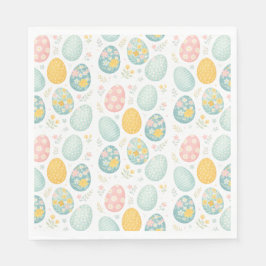 Oster-Eier im Pastellton mit Blumenmuster - Süßer Serviette