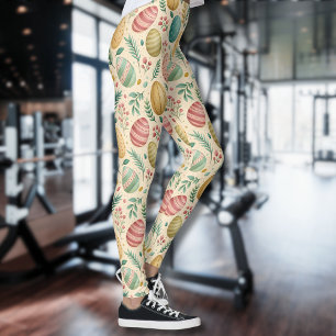 Oster-Eier im Vintage-Stil mit Blütenknospen Leggings