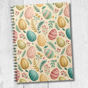 Oster-Eier im Vintage-Stil mit Blütenknospen Notizblock