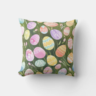 Oster-Eier in Pastell | Schöne Frühlingsaquarellma Kissen