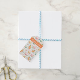 Oster-Eier & Karotten Wasserfarben-Muster Geschenkanhänger