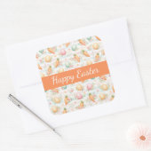 Oster-Eier & Karotten Wasserfarben-Muster  Quadratischer Aufkleber (Umschlag)