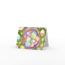 Oster-Eier-Korb | Frühlings-Pastell-Wasserfarbe