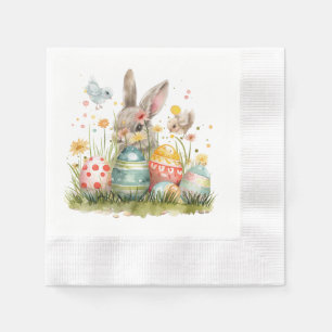 Oster-Eier mit Kaninchen für Party im Garten Serviette