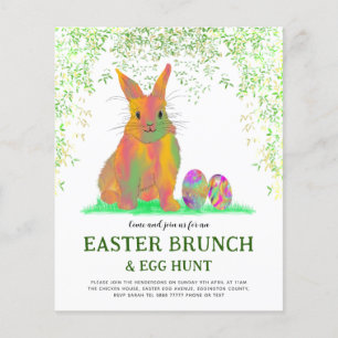 Oster-Eier-Suche Brunch Süßer Hase Budget Grün Flyer