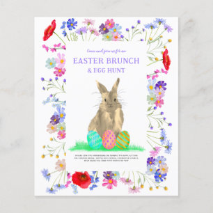 Oster-Eier-Suche Frühling Brunch Hase Blumen Budge Flyer