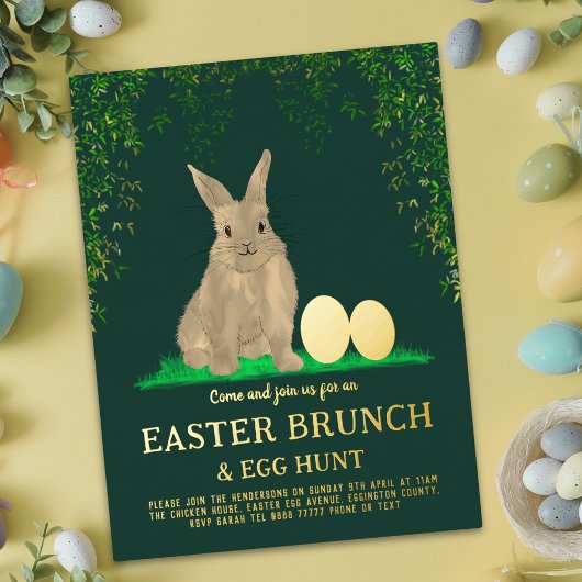 Oster-Eier-Suche Frühling Brunch Süßer Hase Eier G Folieneinladung