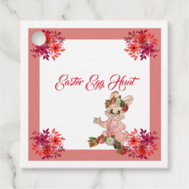 Oster-Eier-Suche Hase Blumendiadem Rosen Aquarell Geschenkanhänger