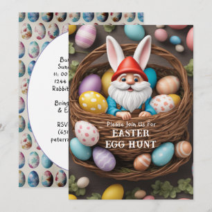 Oster-Eier-Suche mit Bunny-Gnom im Korb Einladung