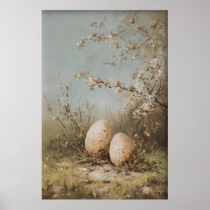 Oster-Eier Wildblumen Druck, Antike Frühlings Poster