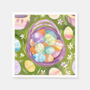 Oster-Eierkorb Frühling Pastell Aquarell Serviette