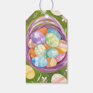 Oster-Eierkorb Frühlings-Pastell-Wasserfarbe Geschenkanhänger