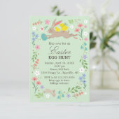 Oster-Einladung Hase mit Hühnern Einladung (Stehend Vorderseite)