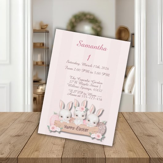 Oster-Einladung zum ersten Geburtstag - Kawaii-Kan Einladung