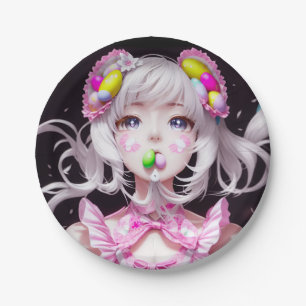 Oster/Frühling Anime Girl Pappteller
