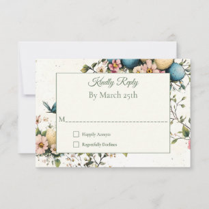 Oster-Frühlingsvögel Pastell-Eier Aquarell-Blumen RSVP Karte