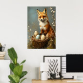 Oster-Fuchs-Druck, Wald-Kinderzimmer, Rustikaler F Poster (Heimbüro)