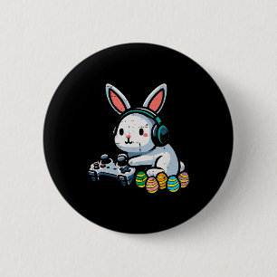 Oster-Gamer-Hase-Kaninchen-Videospiel-Männer-Junge Button