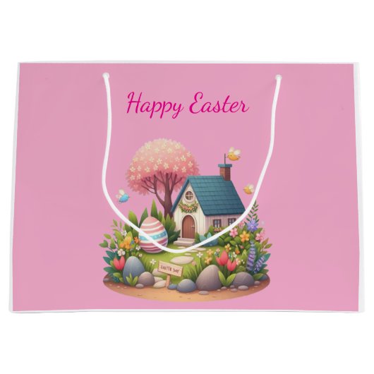 Oster-Geschenktüte – Hase und Ei Frühlings-Partyge Große Geschenktüte (Vorderseite)