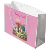 Oster-Geschenktüte – Hase und Ei Frühlings-Partyge Große Geschenktüte (Rückseite Schrägansicht)