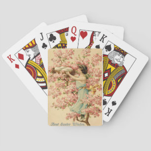Oster-Glauben-Blumen rosa Kirschblüten-Nest süß Spielkarten