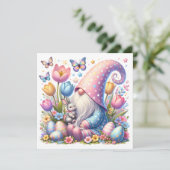 Oster-Gnom mit Hase und Frühlingsblumen  (Stehend Vorderseite)