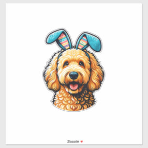 Oster-Goldendoodle-Hund mit Hasenohren, Ostern Aufkleber