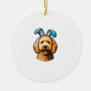 Oster-Goldendoodle-Hund mit Hasenohren, Ostern Keramik Ornament