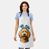 Oster-Goldendoodle-Hund mit Hasenohren, Ostern Schürze (Getragen)