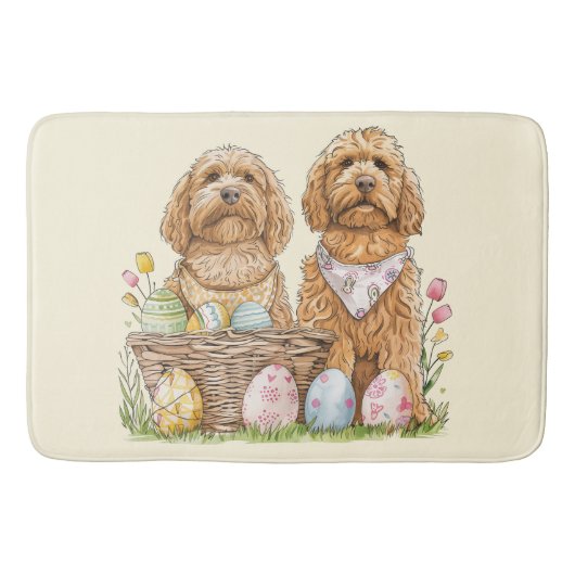 Oster-Goldendoodle-Hunde Badematte (Vorderseite)