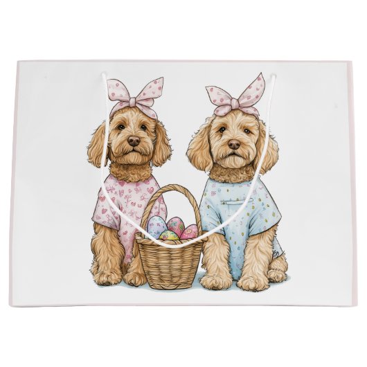 Oster-Goldendoodle-Hunde Große Geschenktüte (Vorderseite)