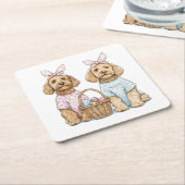 Oster-Goldendoodle-Hunde Rechteckiger Pappuntersetzer (angewinkelt)