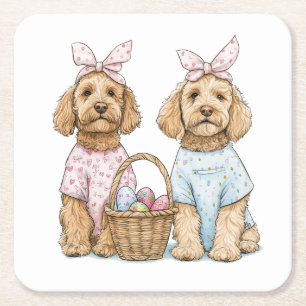 Oster-Goldendoodle-Hunde Rechteckiger Pappuntersetzer