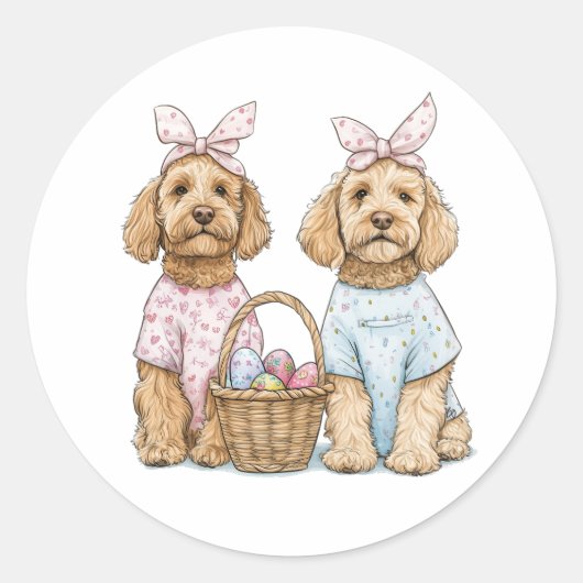 Oster-Goldendoodle-Hunde Runder Aufkleber (Vorderseite)