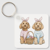Oster-Goldendoodle-Hunde Schlüsselanhänger (Vorderseite)
